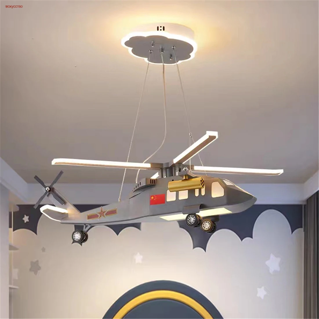 

Children Creative Changeable Helicopter Led Chandeliers For Kids Bedroom Study Kindergarten Decoration Hanging Lighting Fixtures