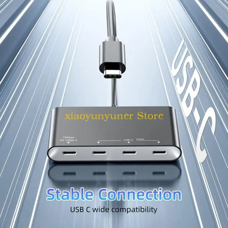 P9JB Four-Way Type C Data Expansion Adapter with 10Gbps USB 3.2 Specification