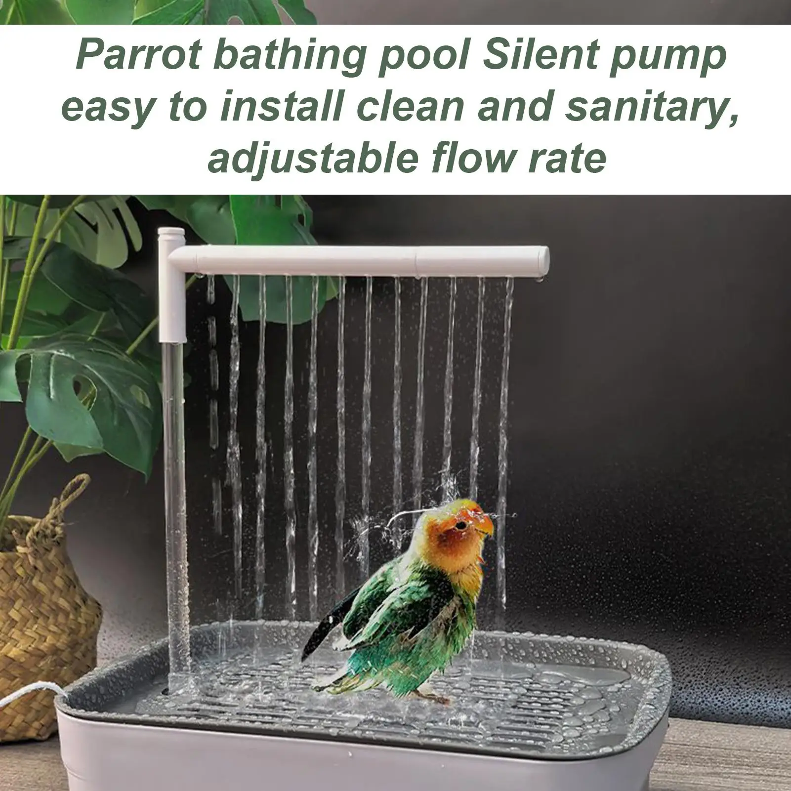 

Bird Bath Indoor Automatic Parakeet Bird Bath Shower Quiet Tub With Circulating Faucet Rechargeable Pet Supplies Bathing