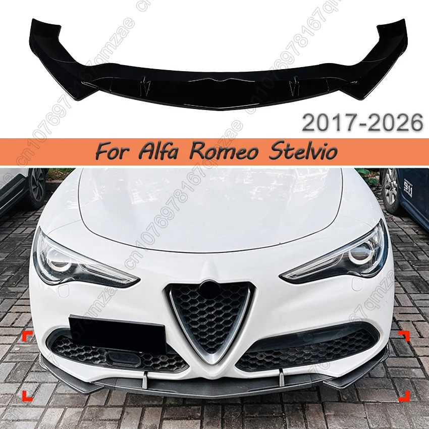 Car Front Bumper Lower Diffuser Lip Spoiler Tuning Splitter Guard Body Kits For Alfa Romeo Stelvio 2017-2026 Car Accessories