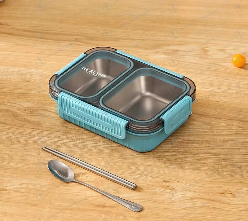 

Leak-proof stainless steel bento box for children, buckle lunch box with transparent lid