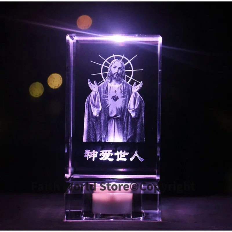 

best gift Asia Christian Keepsake Jesus Christ On Cross the crucifixion Christ on cross Religious Figurine 3D Crystal statue