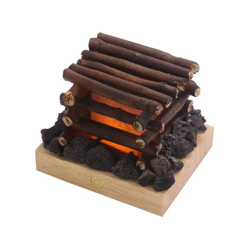 Camping bar bedside decoration small ornament simulation burning branches bonfire white noise touch switch night light