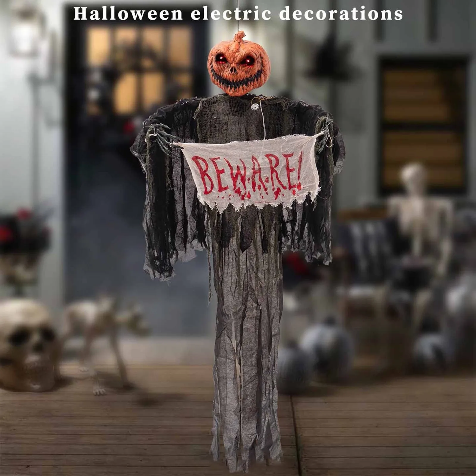 

Halloween Horror Decoration Hanging Man Death, Voice Control Sound And Light, Horror Haunted House Props, Suitable For Indoor