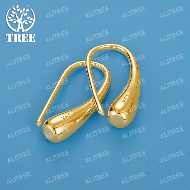 

ALITREE 18K Gold 925 Sterling Silver Water Drop Earrings For Women Party Birthday Wedding Fashion Jewelry Fine Clip Earring Gift