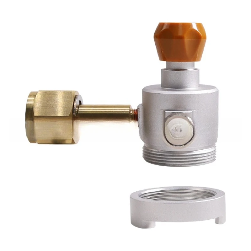 

Soda cylinder connection, large turn vial inflation valve connection