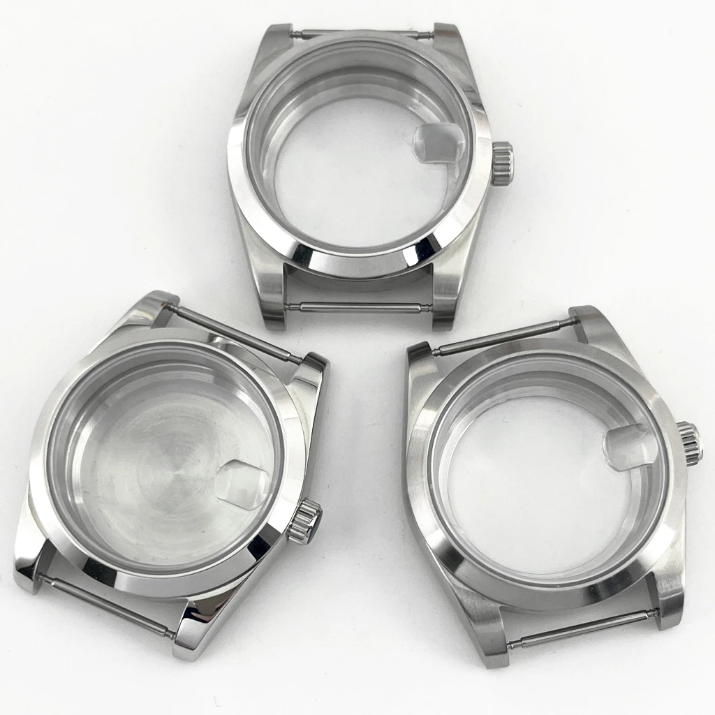 NH35 Case 36mm/39mm Silver Sapphire Glass Polished/Brushed Watch Case Fit NH35 NH36 ETA2824 2836 PT5000 Miyota8215 Movement