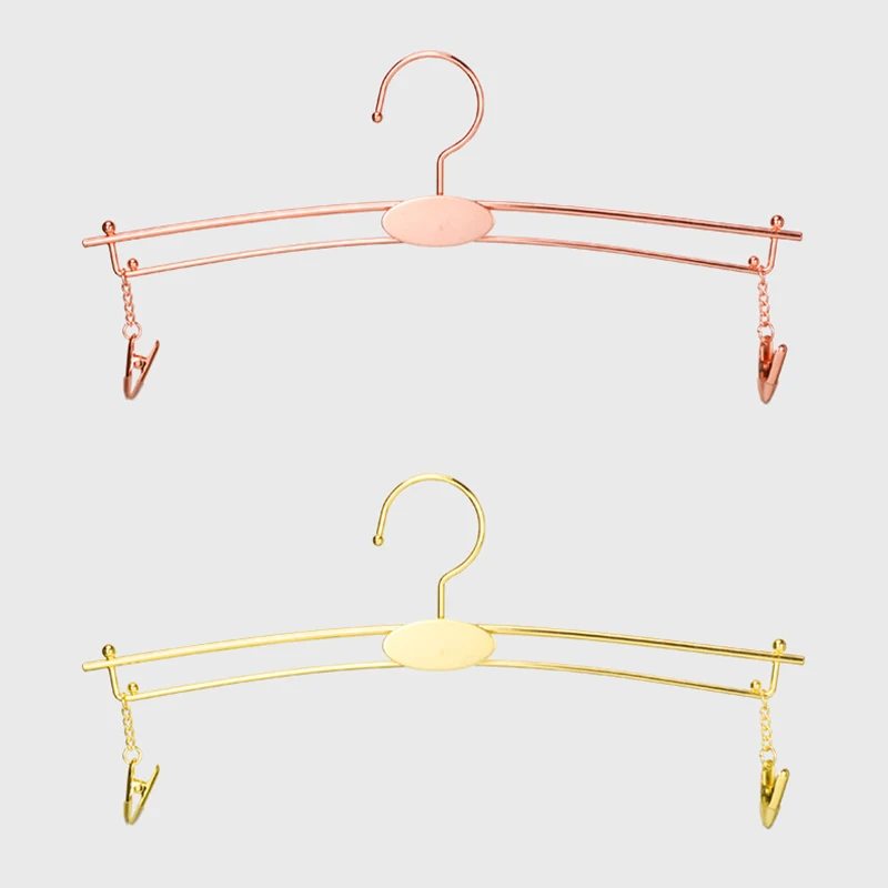 Non-slip Metal Pants Hangers,Gold Space-Saving Underwear Hanger with Clips,Display Organizer Rack for Bra Vest Lingerie,10 Pack