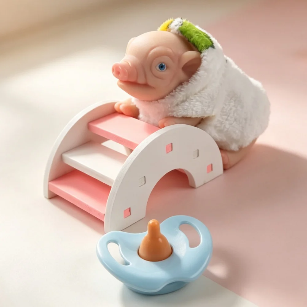 かわいいリアルなリボーン豚人形-安全なシリコン製-シャワーで洗える-子供の仲間のおもちゃ-子供への誕生日プレゼントに最適
