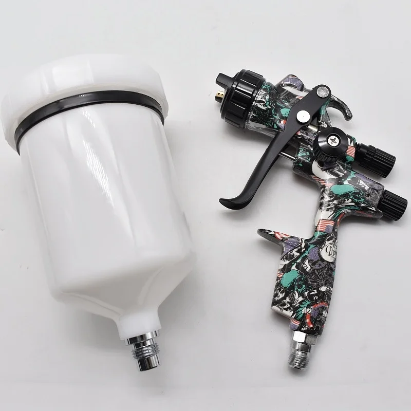 Water Transfer Pattern 1000B HVLP Gravity Spray Gun 1.3mm Nozzle 600ml Cup Auto Painting Sprayer