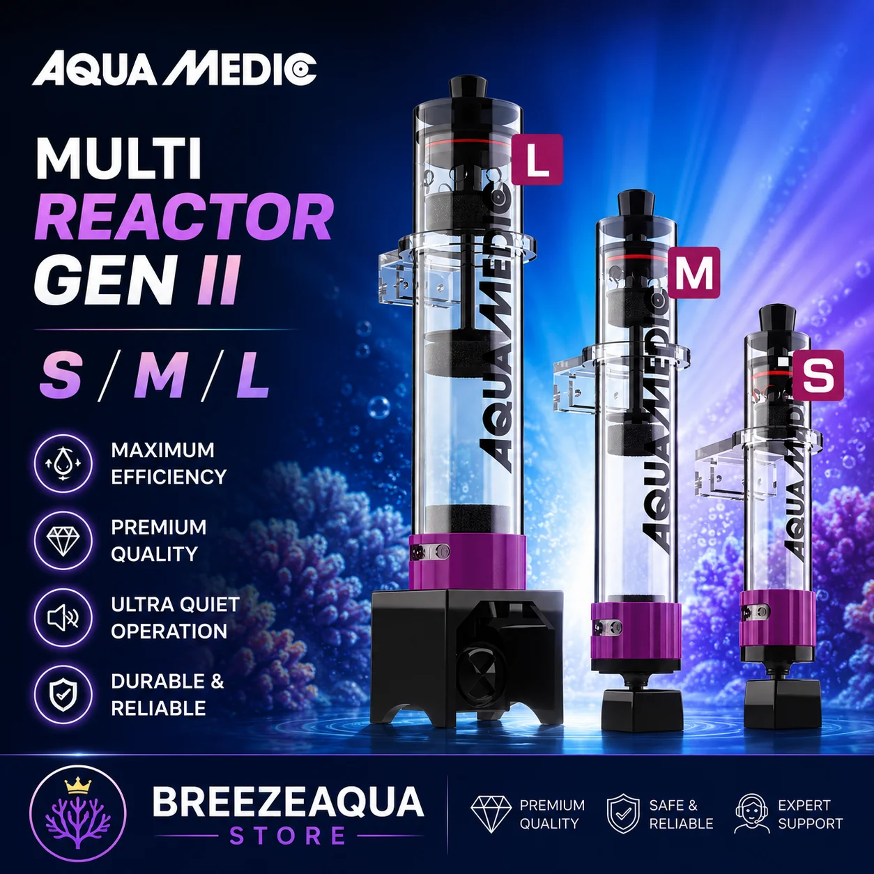 Aqua Medic Reactor Smart Gen II Cámara doble Multi Control de flujo de medios de acuario para sistema de filtro de tanque de agua salada de arrecife de Coral