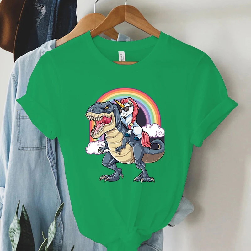 Hot Sale Tshirt Halloween Dinosaur Unicorn Graphicprinting for Female Tee Short Sleeve Casual Y2k Harajuku Fashion Clothes Shirt