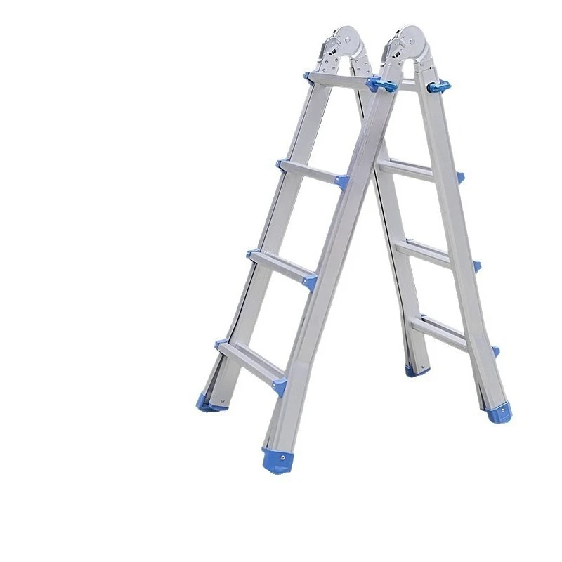 Multifunctional aluminum alloy bench ladder, engineering telescopic thickening bottom folding herringbone ladder