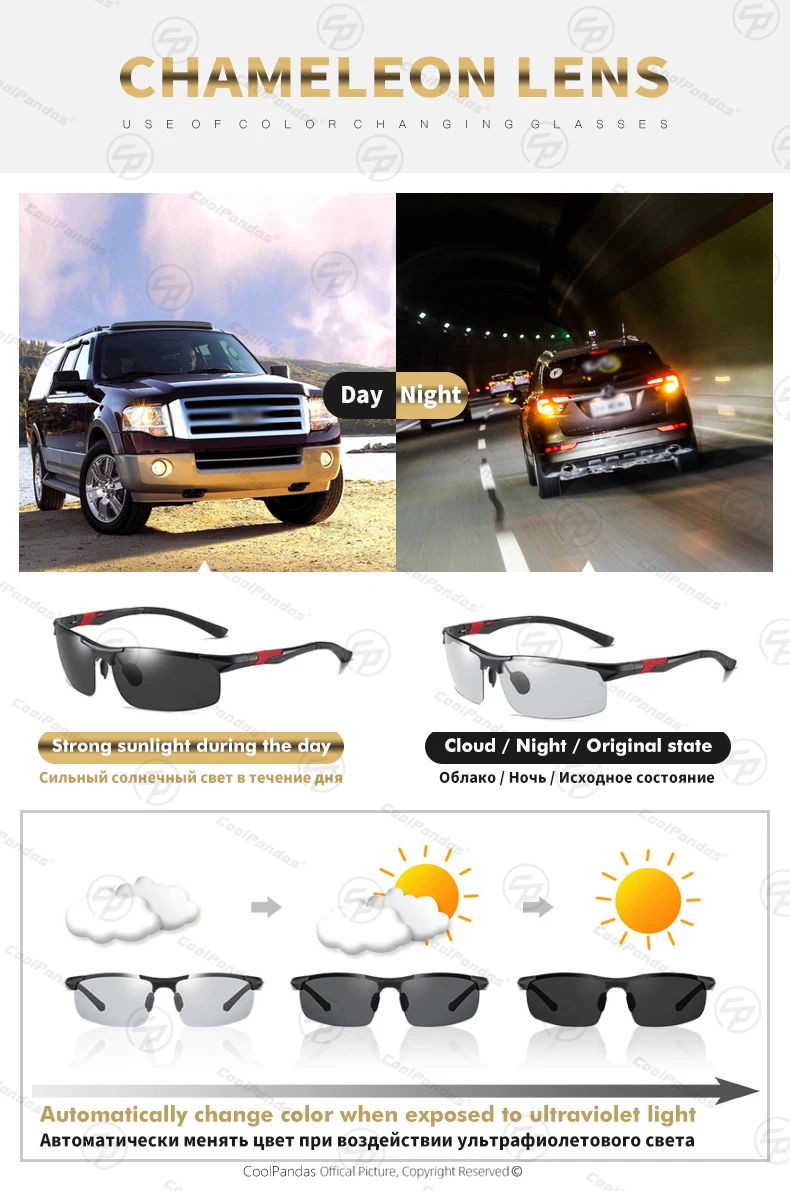 LIOUMO Klassische Legierung Quadratischen Rahmen Polarisierte Sonnenbrille Mann Photochrome Gläser Frau Chameleon Anti-Glare Fahren gafas de sol – Detail 2