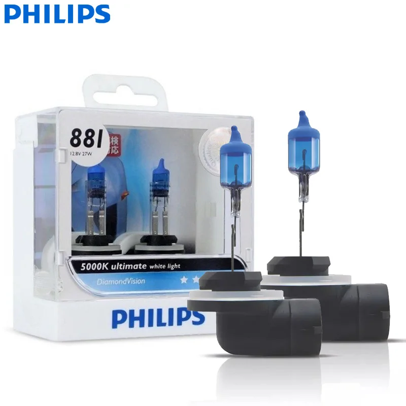 

Philips Diamond Vision 881 12.8V 27W PGJ13 5000K Pure White Halogen Car Lamps Fog Light Original Upgrade Bulb H27 881DVS2