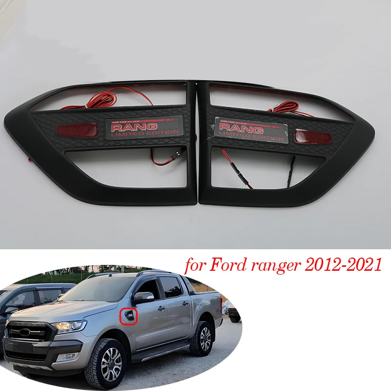 

For Ford Ranger T6 T7 T8 2012-2021 Side Vent Cover Side Wind Lamp Cover ABS Black Matte Decoration Protection Accessories