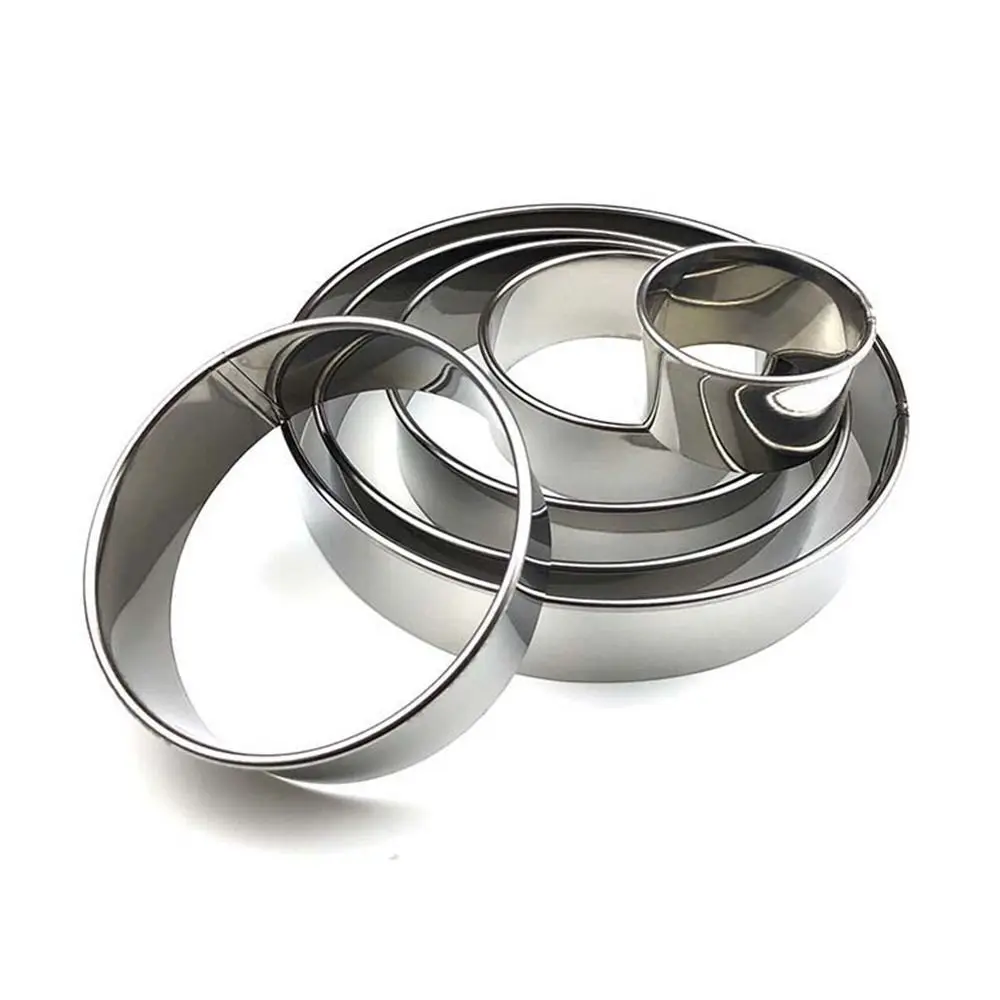 6Pcs/Set Durable Stainless Steel Cake Ring Mold Round Circle DIY Cake Gum Paste Mould 5/7/9/11/13/15cm Wedding Cake Tools