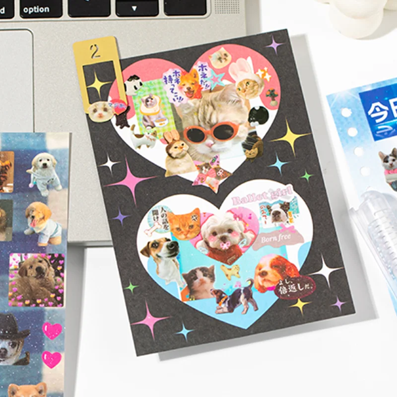 30pcs/bag Cute Pet Battle Cut-Out Coil Sticker Book DIY Handbook Calendar Greeting Cards Diary Notebook Album Material Stickers