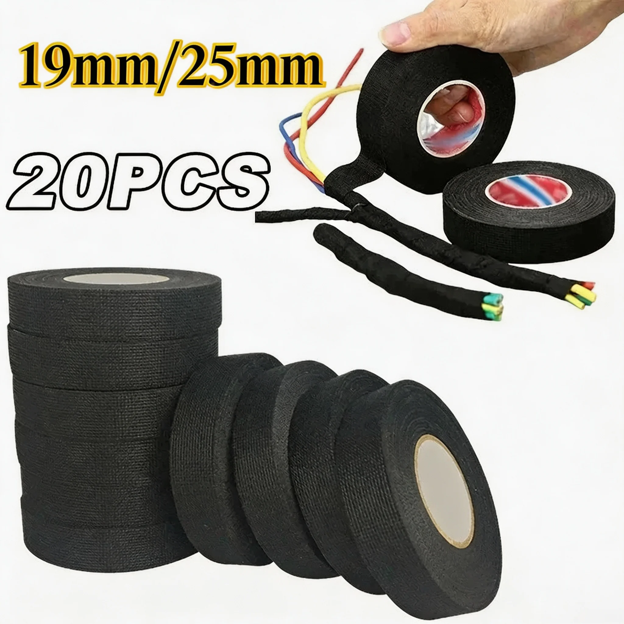 Electrical Tape Insulating Tape Heat Resistant Harness Tape 9/15MM for Car Cable Harness Wiring Loom Protection Waterproof