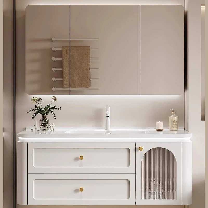 

European Modern Bathroom Cabinet Design Drawer Mirror Vanity Bathroom Cabinet Organizer Storage Mobile Bagno Home Furniture