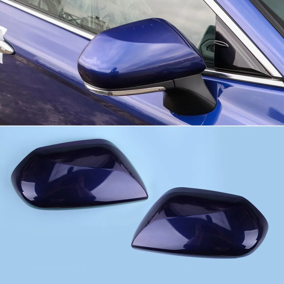 1 Pair Blue Outside Left & Right Rearview Mirror Cover Cap Replacement Fit For Toyota Camry 2018 2019 2020 2021 2022 2023