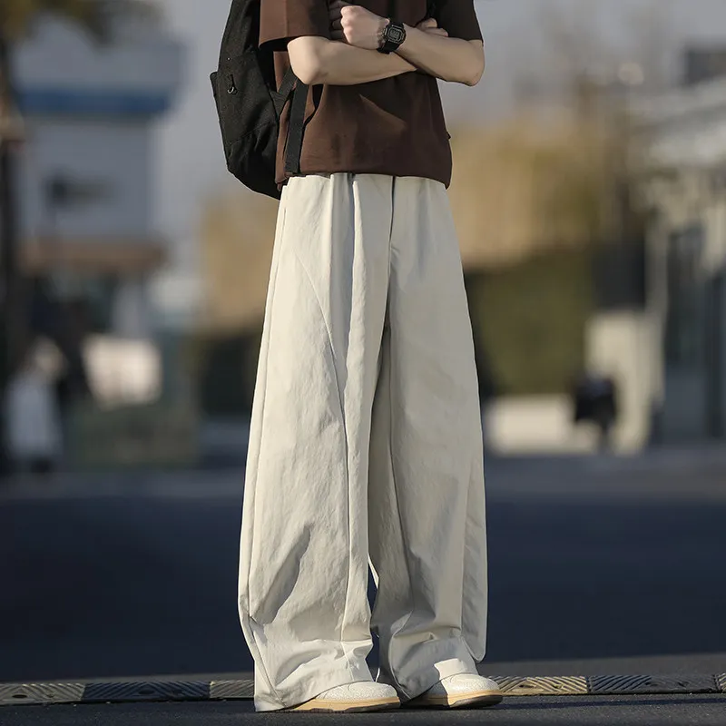 

American Retro Deconstructed Knife Pants Men Loose Straight Leg Thin Qui Dry Oversize Paratrooper Pants Casual Leisure Trou...