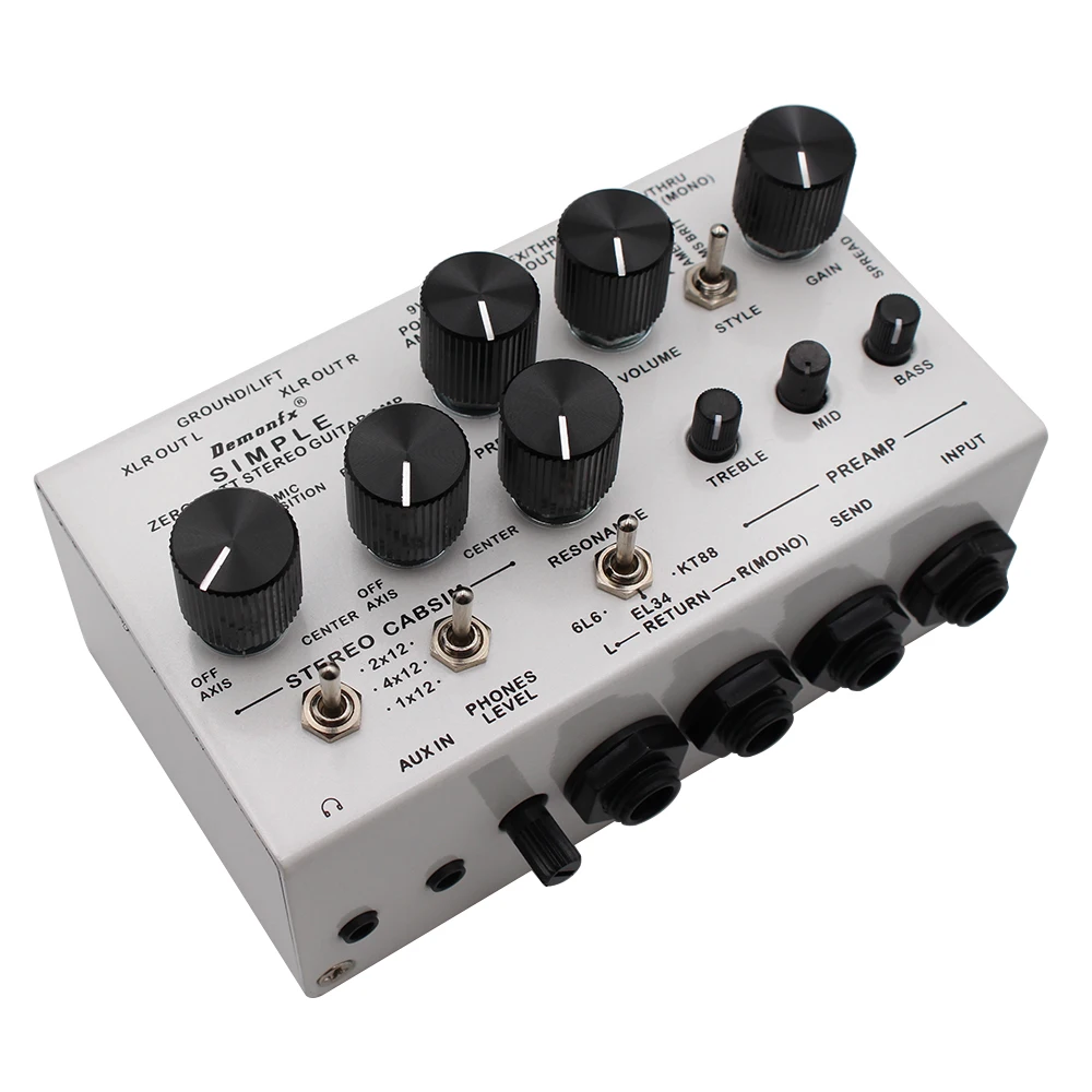 Demonfx SIMPLE Guitar DI Box Effect Pedal Preamp Simulator,Power Amp Simplifier Pedal Stereo Cab Simulator