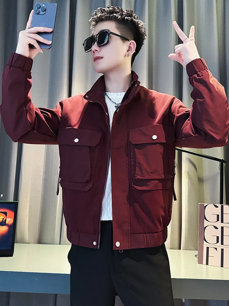 

Trendy ort Stand Collar Jaet Men's Spring Autumn 2025 New Workwear Casual American Sle Polyester Fiber Antifouling