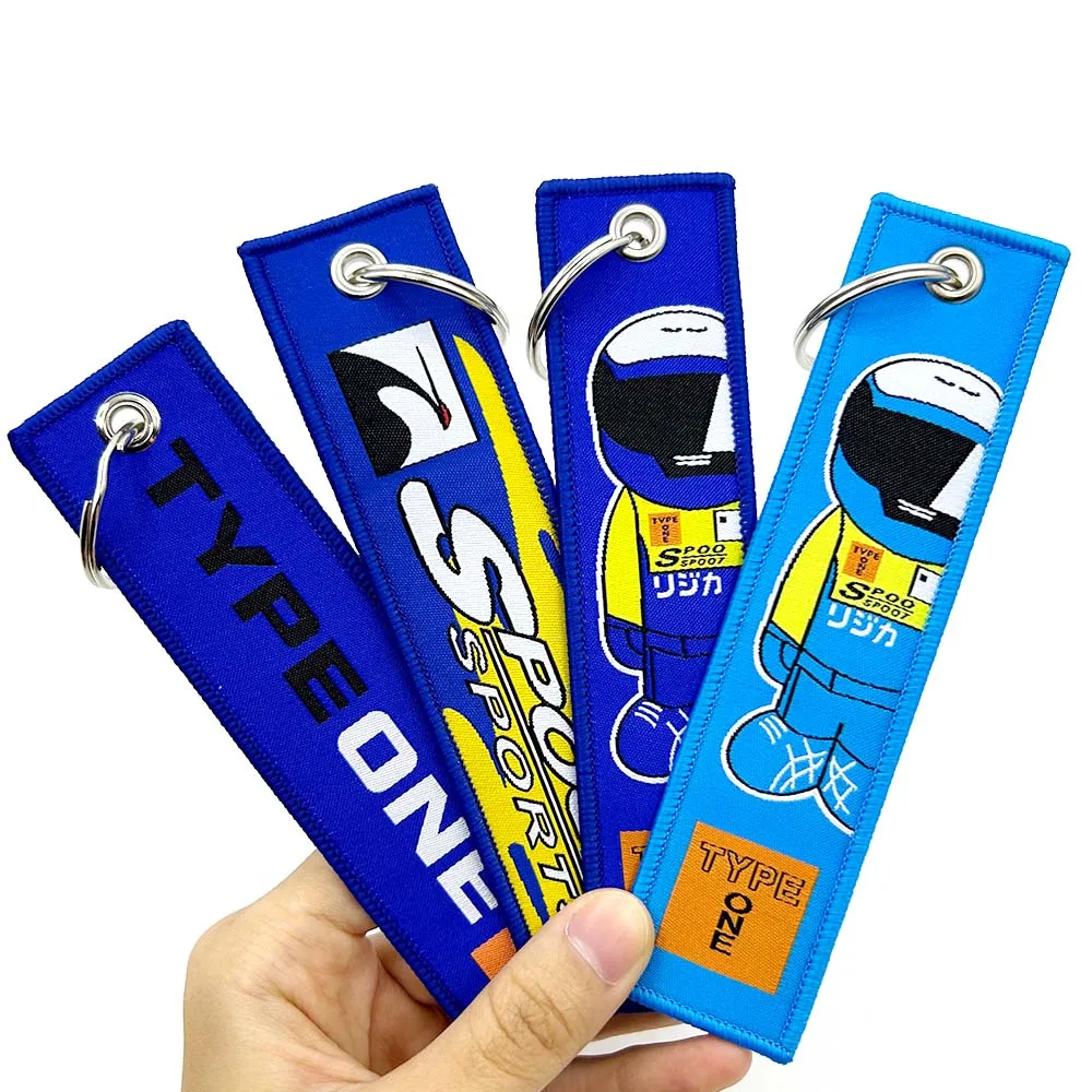 JDM Style Spoon Sports Embroidered Keys Tag Keychains for Honda Type One Backpack Pendant Keyring Car Keychain Jdm Honda Spoon