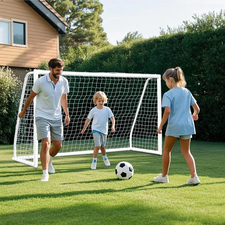 But de football portable pour une pratique dans le jardin : 12 x 6 pi, 10 x 6,5 pi et 8 x 5 pi, tailles adaptées aux adultes, légères et faciles à utiliser.