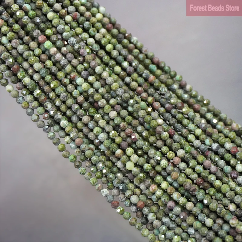 2mm/3mm Faceted Green Lemon Stone Round Loose Beads By Hand DIY Bracelet Necklace Accessories Jewelry Making 15'' Strand