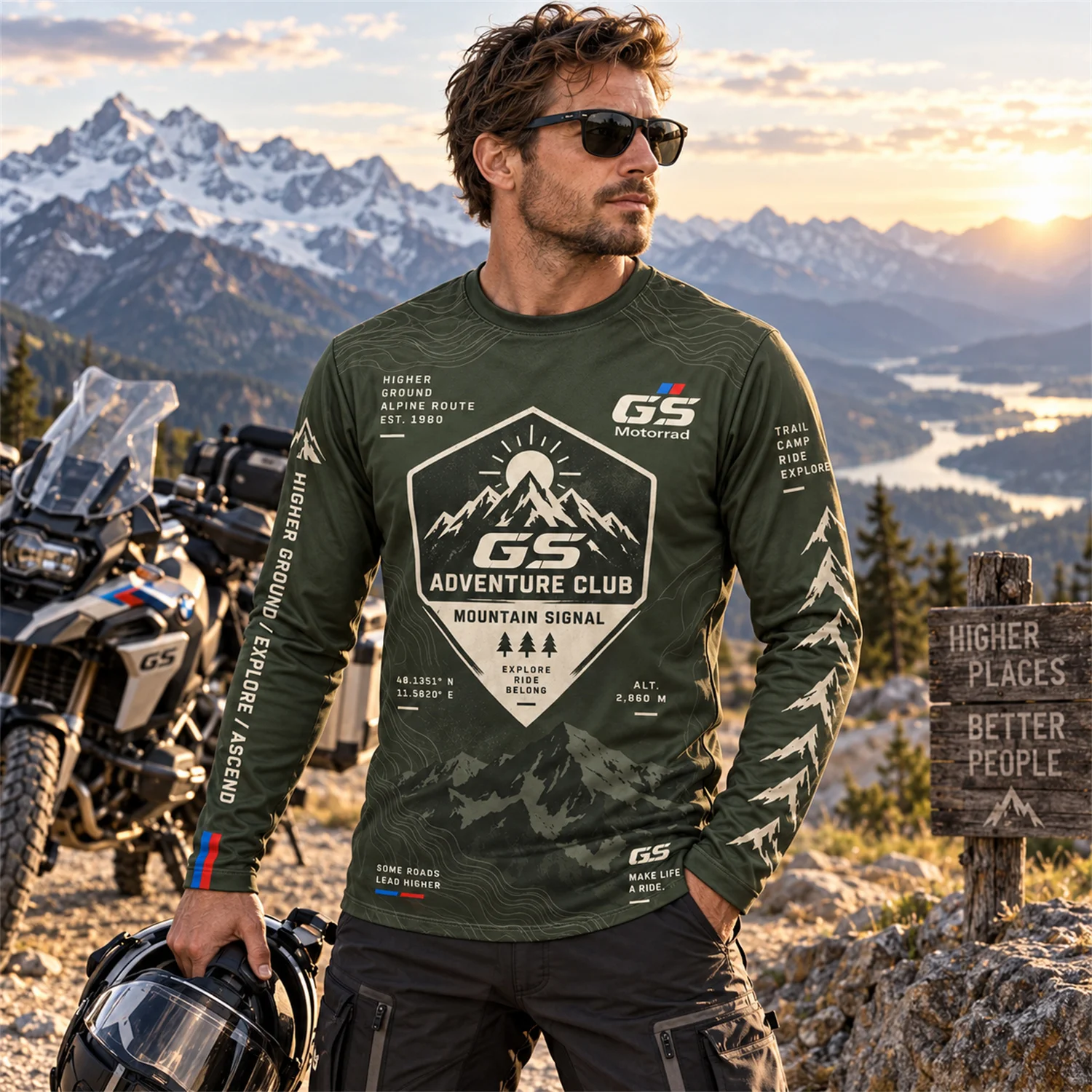 Outdoor Adventure And Travel - Camiseta de manga larga para motociclistas