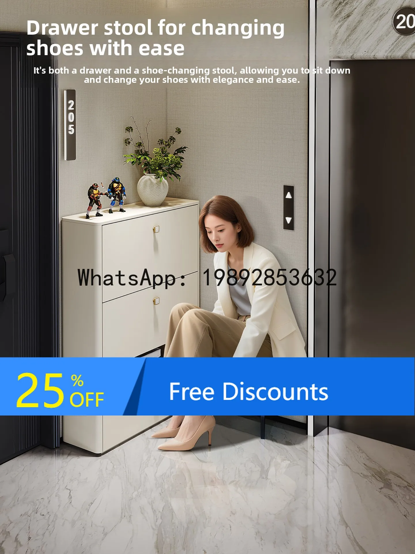 YFY Flip Bucket Ultra-Thin Shoe  for Home  Outdoor Doorway Corridor Hallway Elevator Entrance Can Be Used in the  with Seat