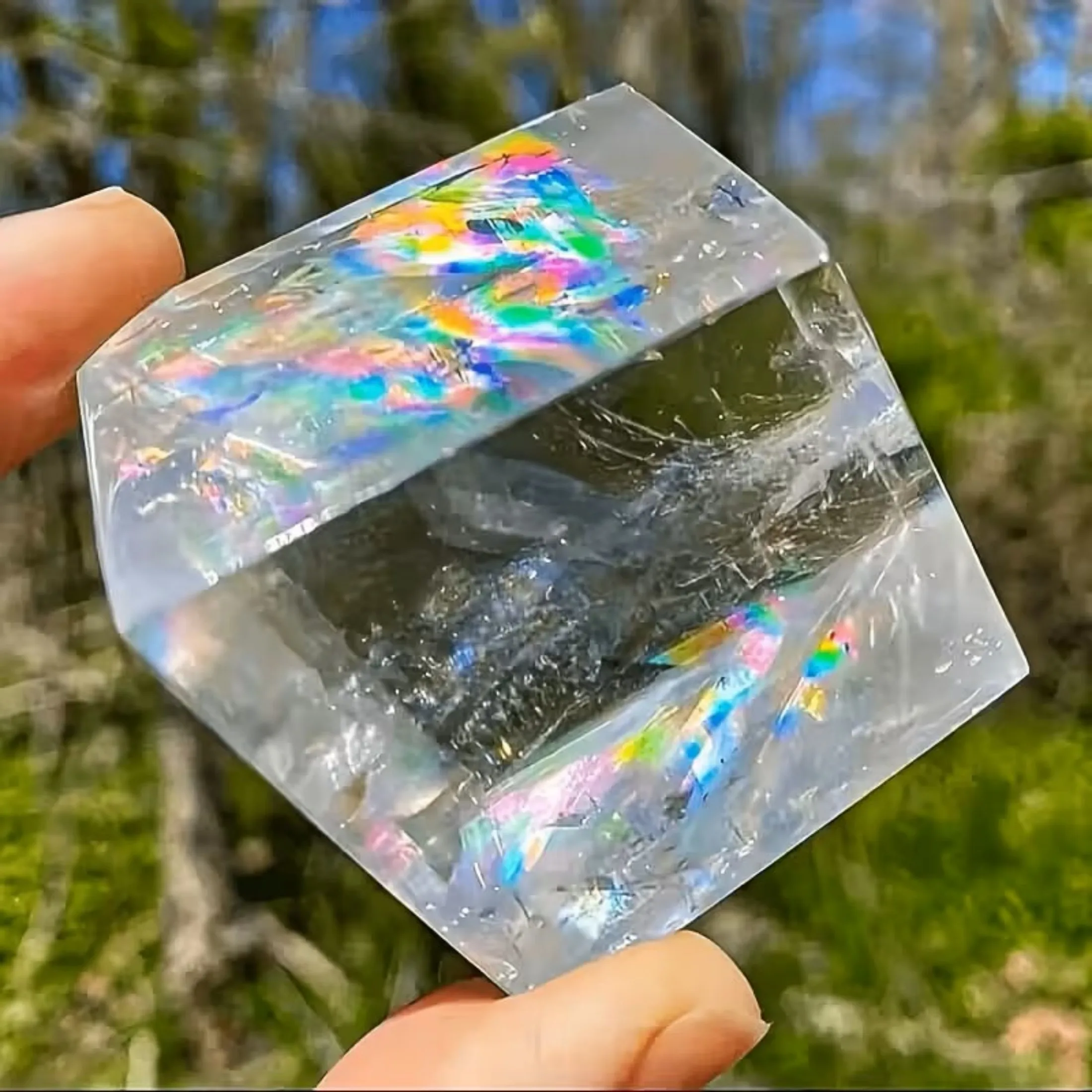 Natural Optical Calcite Cube 10-700g - Transparent Ice Crystal Stone, Brazilian Calcite for Home Decor & Gift