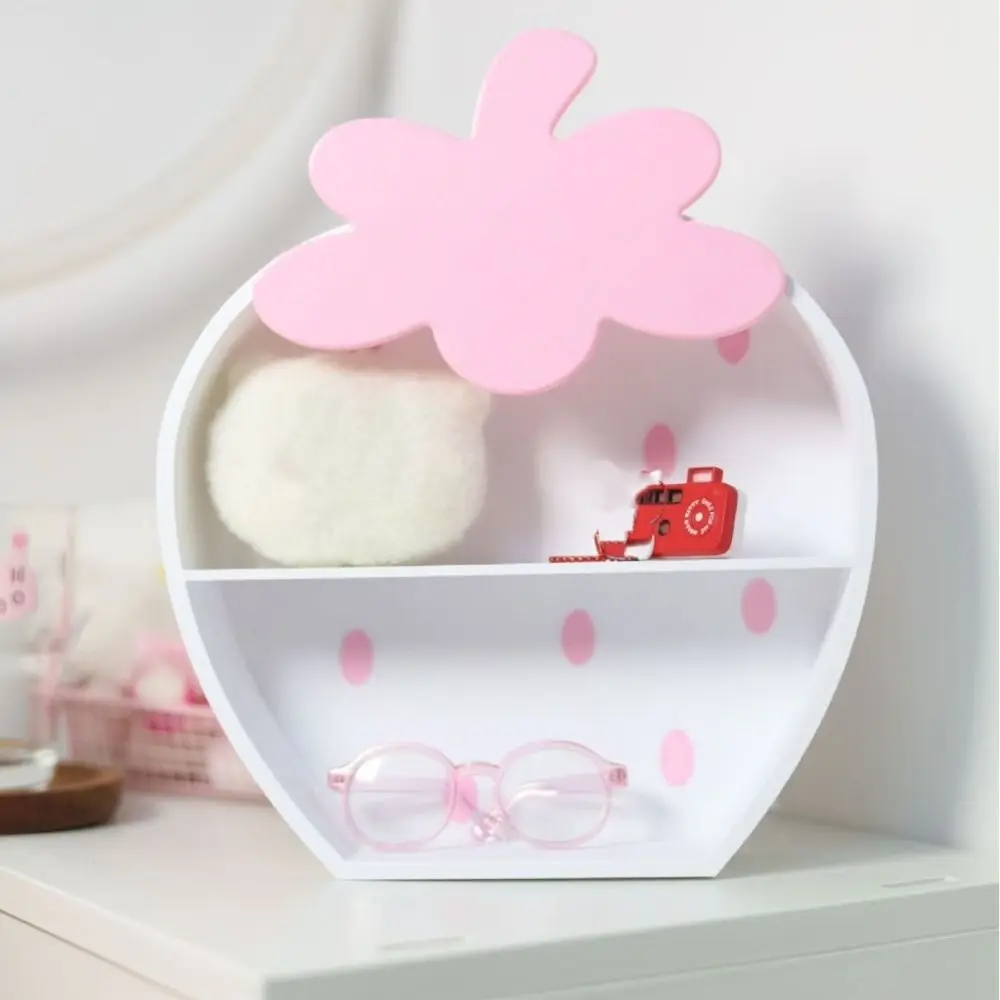 Double-layer Strawberry Storage Cabinet Educational Pink Desktop Organizer Rack Stationery Cute Table Storage Supplies