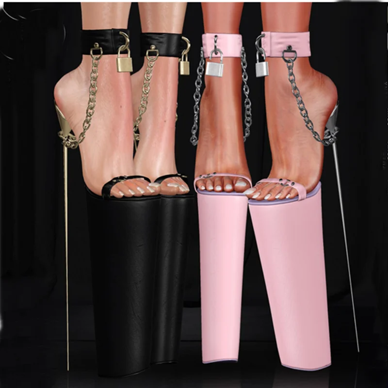 Black Chain Lock Hollow Platform Sandals Thin High Heel Peep Toe Fashionable Sexy Summer 2024 Woman Shoes Zapatillas Mujer