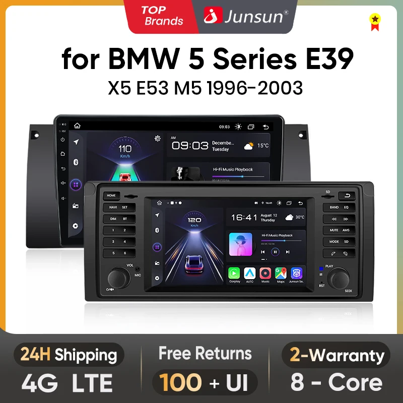 Junsun Android 12 Carplay Radio for BMW 5 Series E39 X5 E53 M5 1996-2003 Car Multimedia Android Auto 2din DVD autoradio