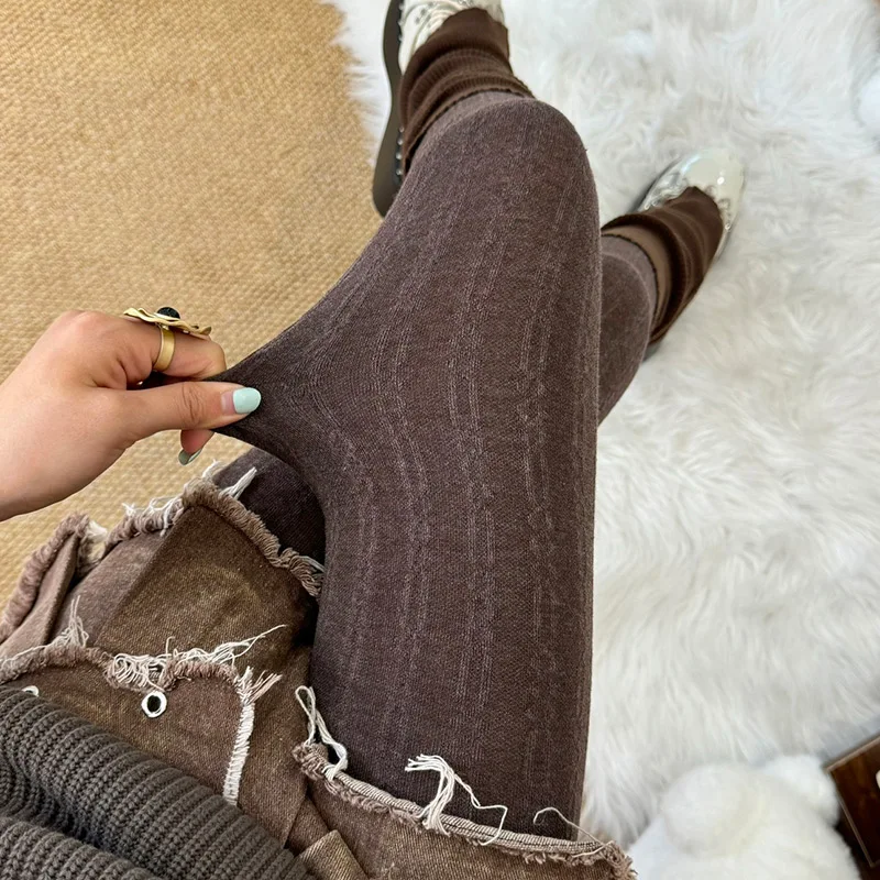 

Осенние и зимние длинные вертикальные колготки, удобные мягкие сохраняющие тепло, легкомысленные тонкие короткие чулки-джокеры, женские леггинсы