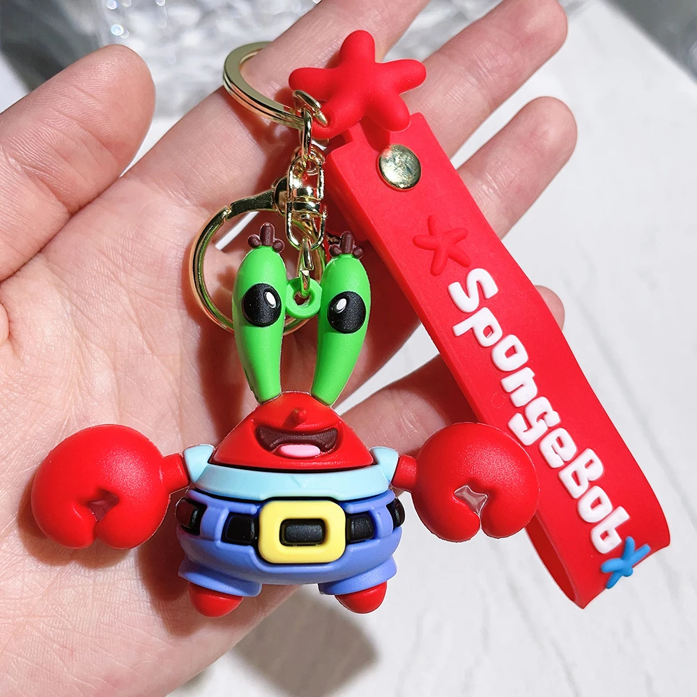 Anime Spongebob Schwammkopf Schlüsselanhänger Patrick Star Krabs Gary Sandy Kawaii Spielzeug Schlüsselanhänger Weihnachtsgeschenk Tasche Geburtstagsgeschenk für Kind