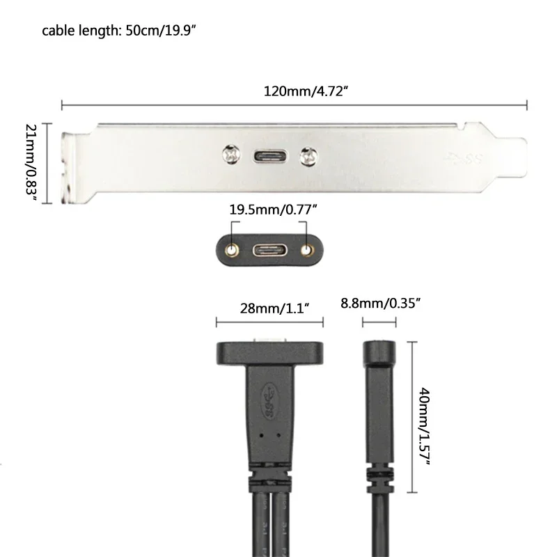 3.0ต่อขยายแผงตัวเมีย19พินเป็น USB ชนิด C ตัวเมียสำหรับพีซีตั้งโต๊ะเมนบอร์ดตัวแปลง USB-C 5Gbps