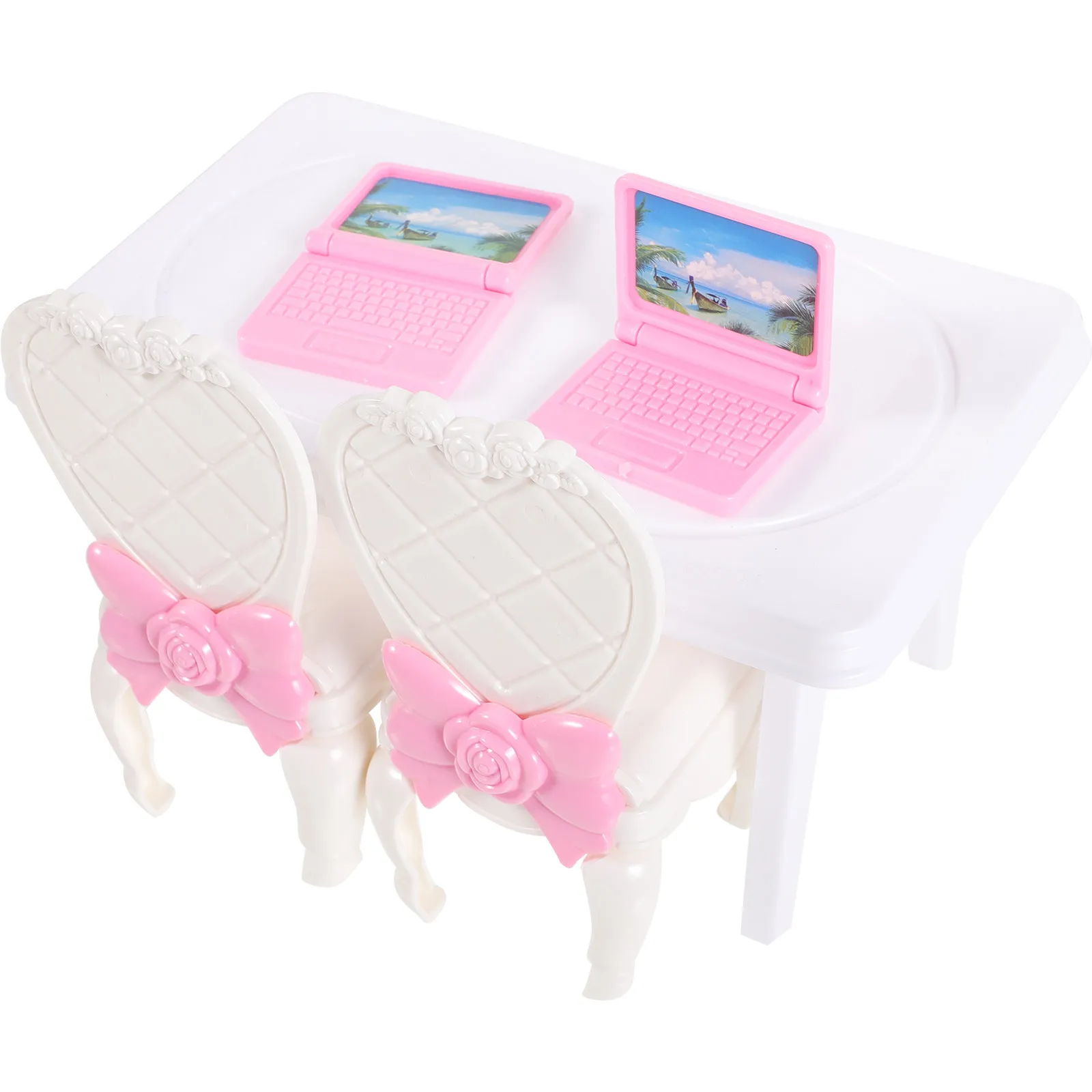 

1Set Miniatures Mini House Wooden Desk Chair Set Realistic Furniture Ornament Layout Supplies Miniatures