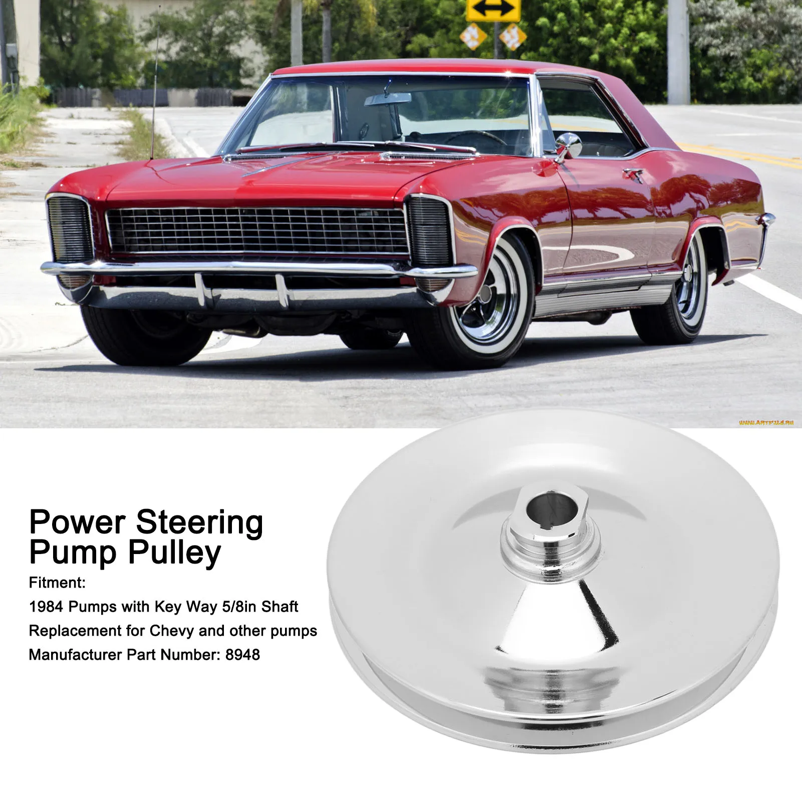 Single Groove Power Steering Pulley 5/8in Keyway Shaft 8948 Replacement for GM Chevy BUICK PONTIAC Pumps