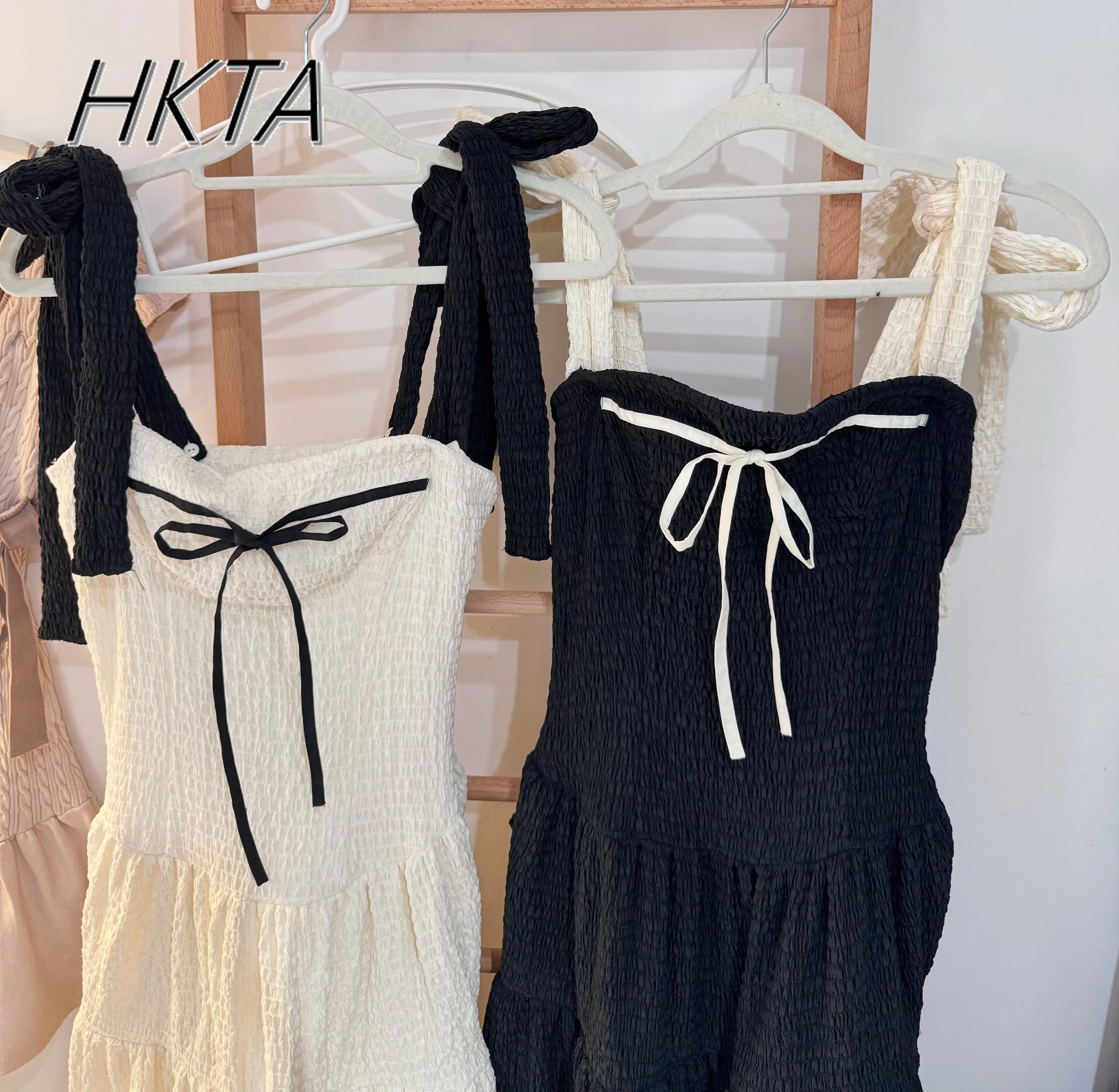 Japanse Stijl Boog Schouderband Jurk Vrouwen Meisjes Hoge Taille Slim Fit Kanten Jurk Zomer Nieuwe Zoete Meisje Vakantie Kust Jurk