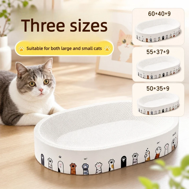Rond kattenkrabplankbed met geïntegreerd comfortontwerp, antislipbodem en duurzaam golfkarton, geschikt voor katten binnenshuis.