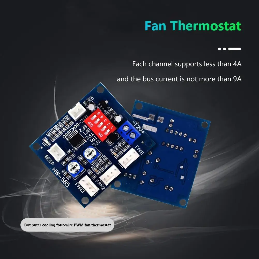 4 Wire PWM Speed Temperature Controller HW-585 3 Channel DC 12V PWM Speed Temperature Controller Fan Thermostat