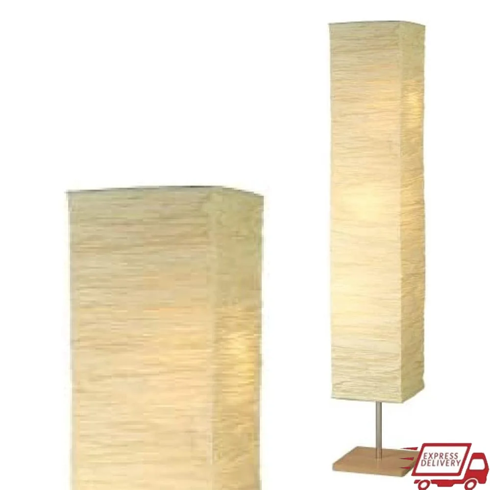 

Wooden Base Floor Lamp with Natural Crinkle Paper Shade Illuminate Your Living Space in Style