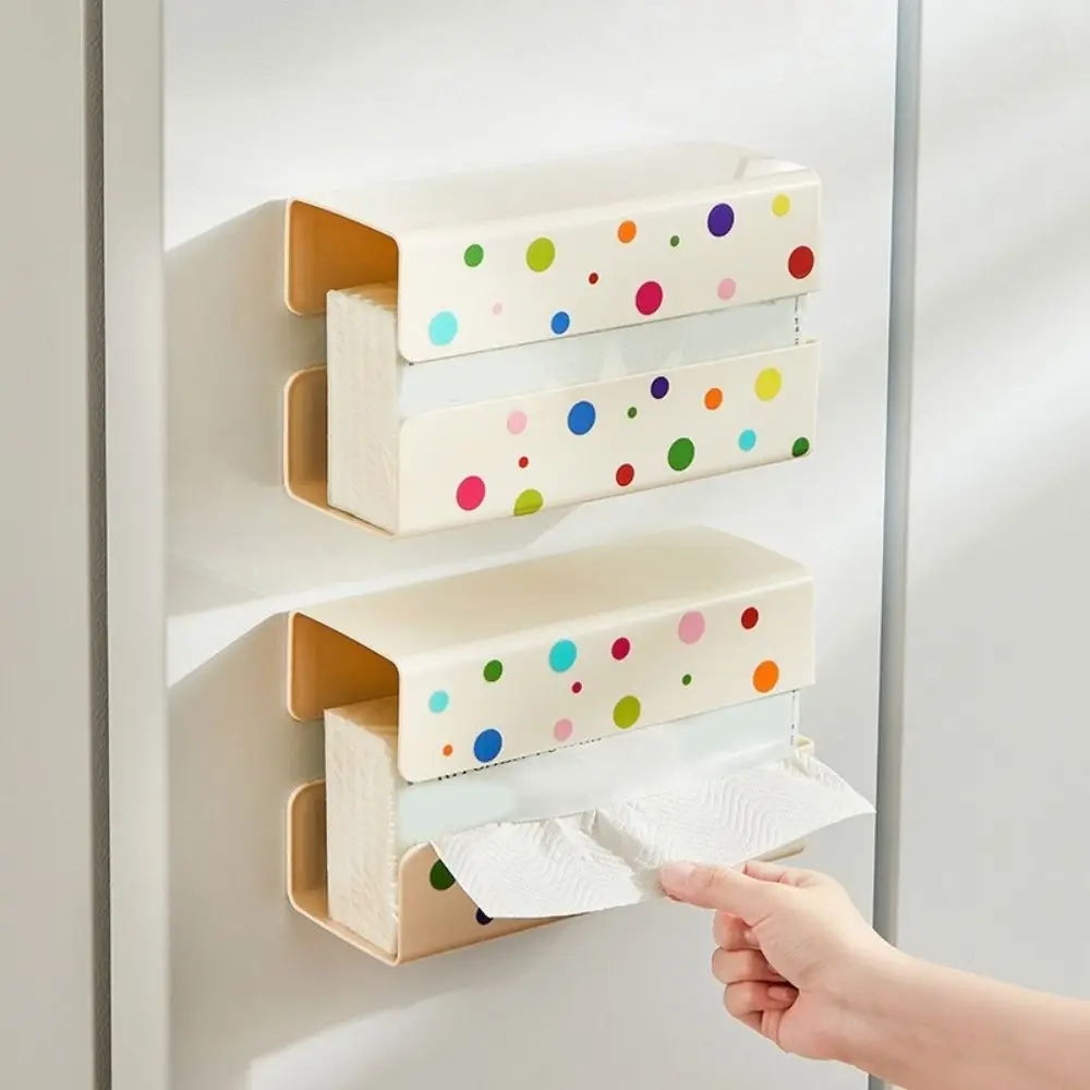 

Plastic Magnetic Tissue Storage Box Dopamine Wall Mounted Paper Towel Holder Large Capacity Punch-free Paper Towel Dispenser