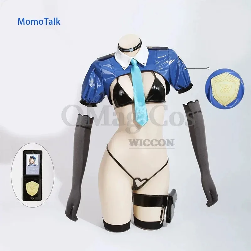

Anime Blue Archive Asuma Toki Blue Leather MomoTalk Bodysuit Policewoman Uniform Costume Bikini Cosplay Sexy Roleplaying