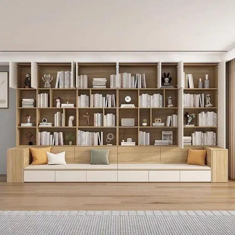 

Card seat bookcase integrated sofa living room wall cabinet bookcase combination household with card seat bookshelf b