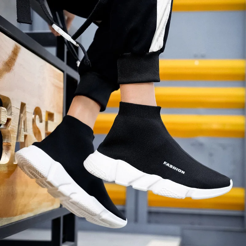 Socks Shoes for Men Black Sneakers Light Breathable Women Runing Shoes Outdoor Platform High Top Men Shoes New Unisex Sport Shoe